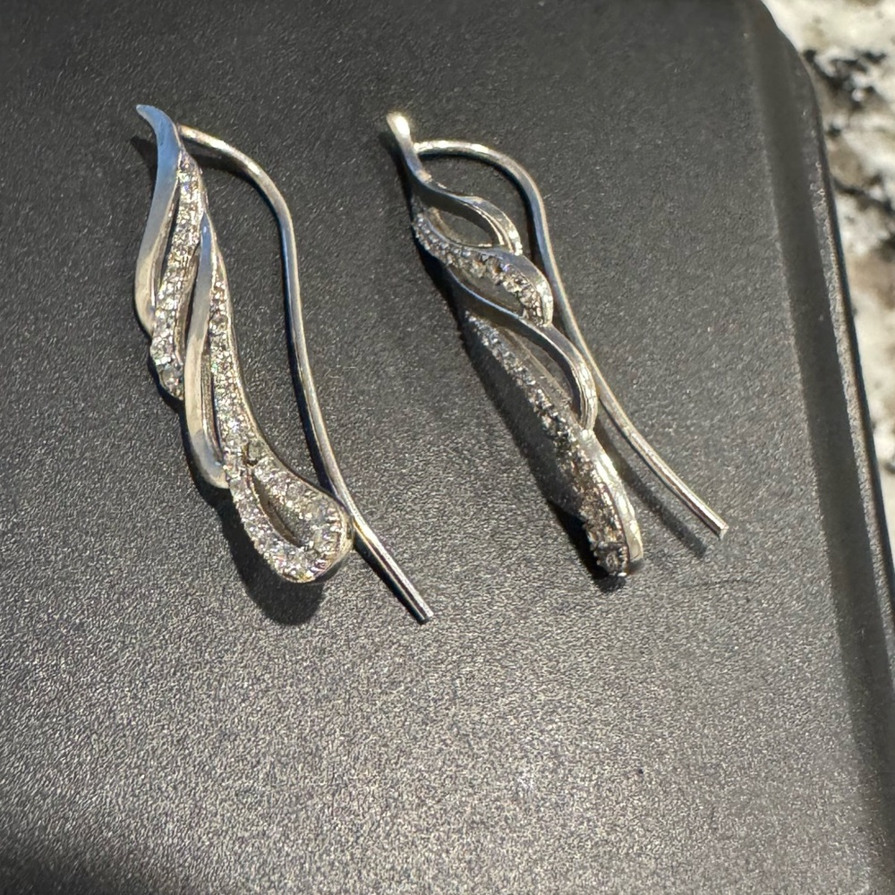 Elegant Silver Crystal Earrings - Picture 5 of 9